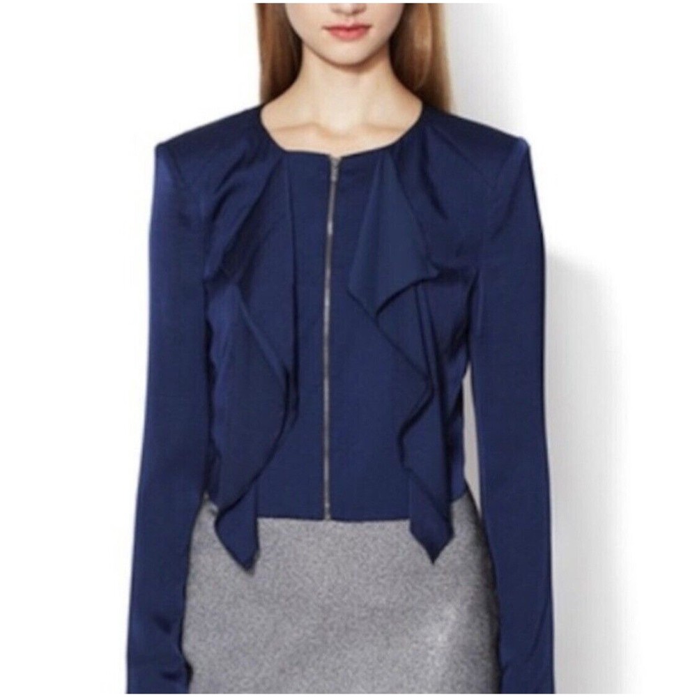 BCBGMAXAZRIA Woman’s Dark Navy Blue Preston Cropped Jacket Size Large